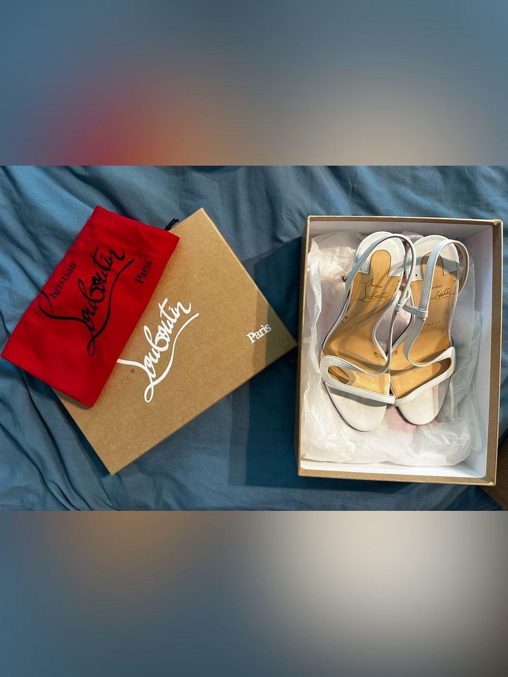 Christian Louboutin White Leather Strappy Heeled Sandals rosalie 100 bianco